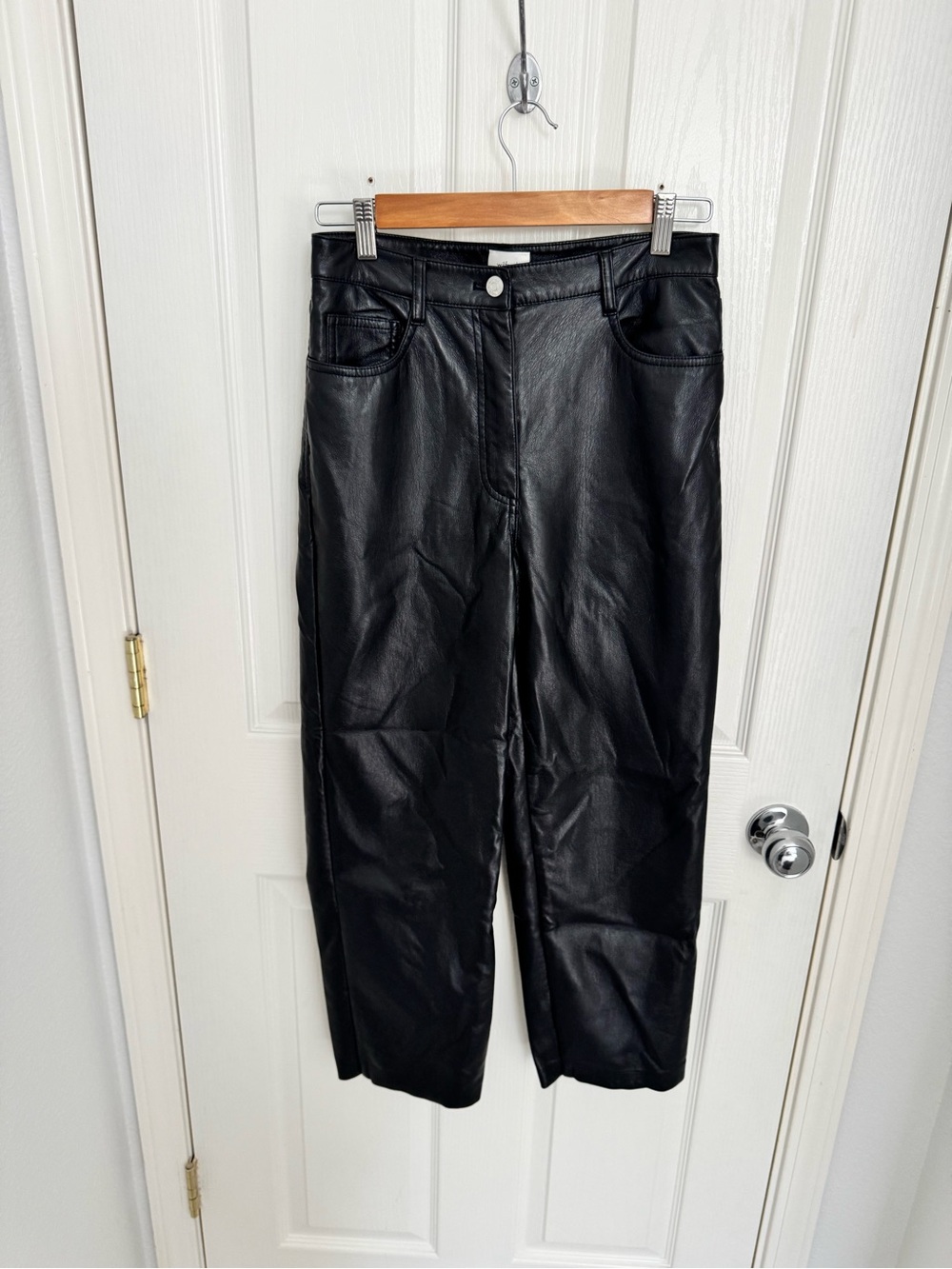 Wilfred Black Faux Leather Straight-Leg Pants